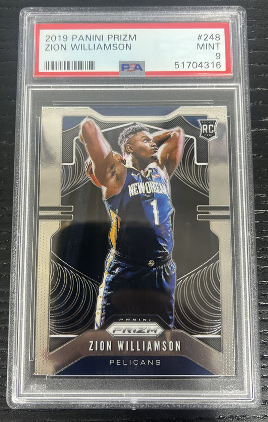 Zion Williamson 2019 Panini Prizm ROOKIE CARD RC #248 Pelicans PSA 9