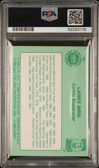 1984 Star  Allstar Larry Bird  # 16    PSA 8