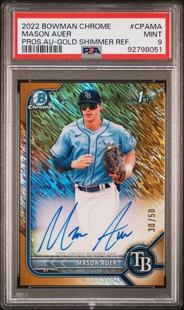 2022 Bowman Chrome Mason Auer Gold Shimmer Auto CPAMA /50 PSA 9