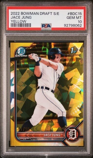 2022 Bowman Chrome Sapphire Jace Jung 1st Yellow Refractor /99 PSA 10