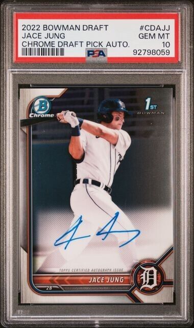 2022 Bowman Draft Jace Jung Chrome Auto Tigers CDAJJ PSA 10