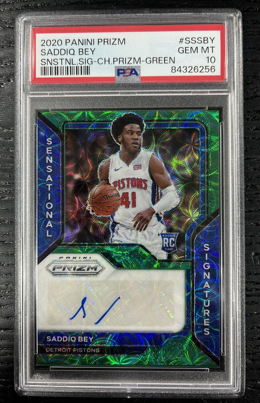 2020-21 Prizm Saddiq Bey Sensational Signatures Auto RC Green Choice /8 PSA 10