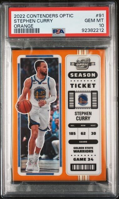 2022 Contenders Optic Stephen Curry  Orange Season Ticket #91 /49 PSA 10