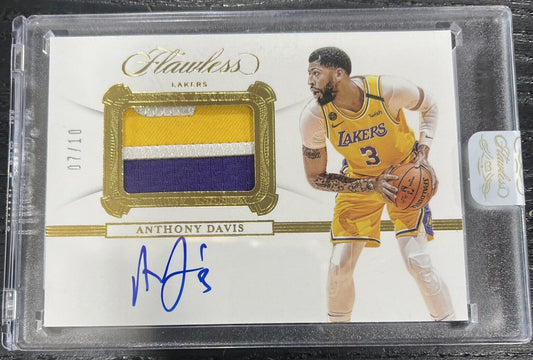 2019 PANINI FLAWLESS ANTHONY DAVIS AUTO PATCH GOLD #/10 SEALED GAME WORN