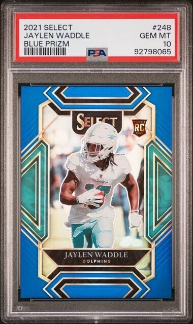 2021 Panini Select Jaylen Waddle Club Level Blue Prizm /99 PSA 10 RC #248