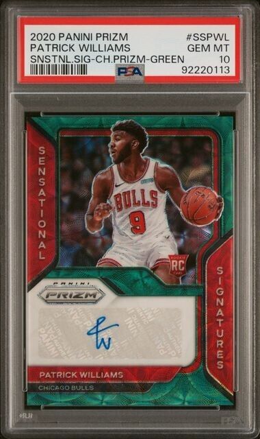 2020-21 Panini Choice Green Prizm Patrick Williams RC Rookie Auto /8  PSA 10