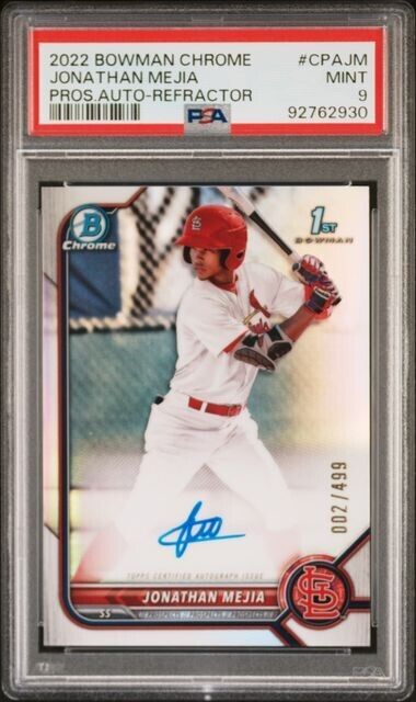 2022 Bowman Chrome Jonothan Mejia Refractor Auto CPAJM /499 PSA 9