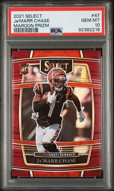 2021 Panini Select Jamarr Chase RC #47 Maroon Prizm   /149 PSA 10