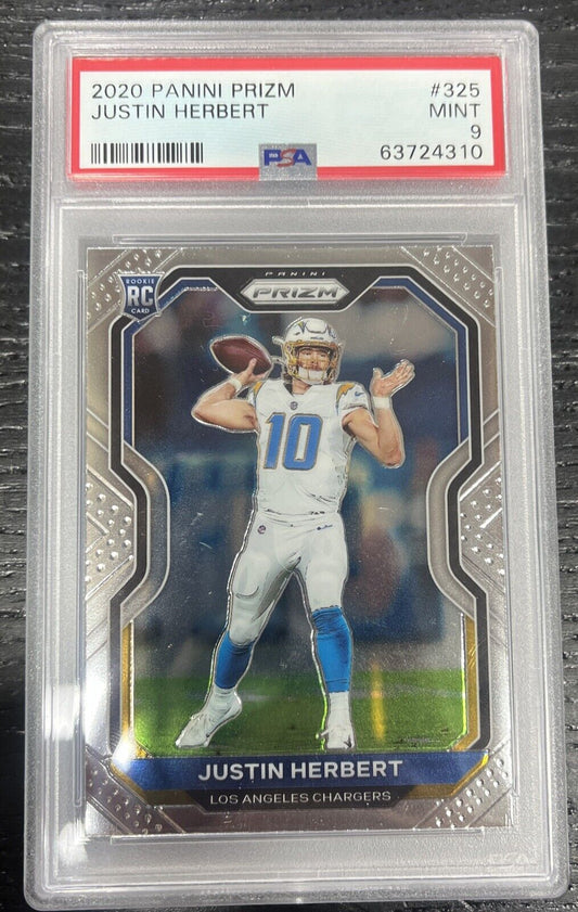 2020 Prizm Justin Herbert Rookie RC #325  Chargers PSA 9