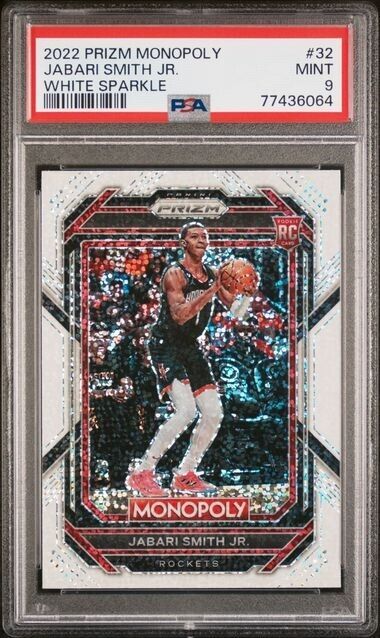 PSA 10 2022 Panini Prizm Jabari Smith Jr. Monopoly WHITE SPARKLE Rockets PSA 9