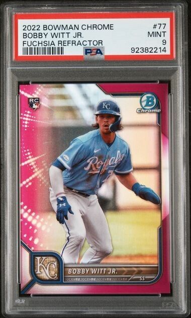 2022 Bowman Chrome Bobby Witt Jr RC Fuchsia Refractor /299 #77 PSA 9 Mint Royals