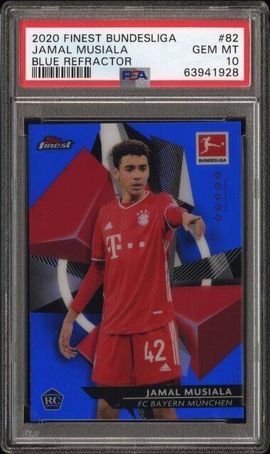 2020-21 Topps Finest Bundesliga Jamal Musiala Blue Refractor /150 PSA 10