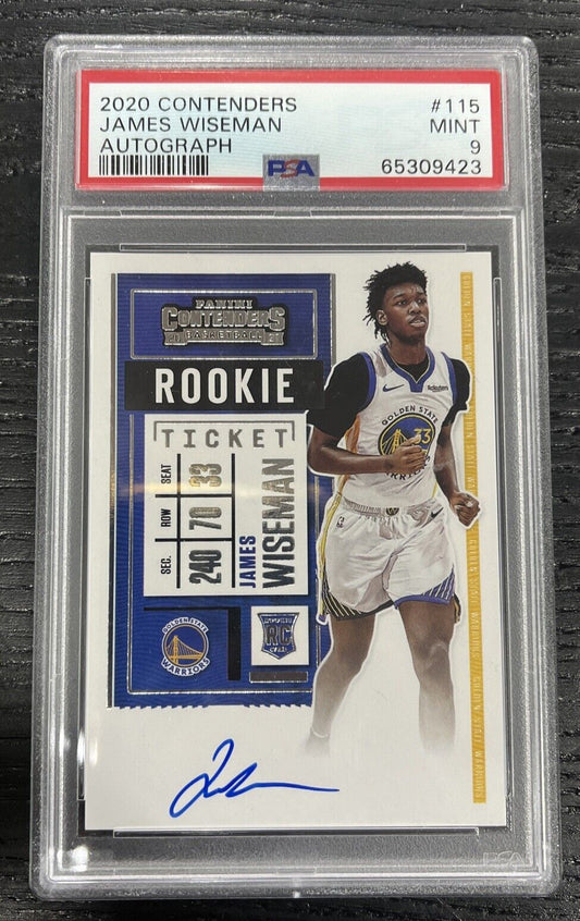 2020-21 Contenders James Wiseman RC Rookie Ticket AUto PSA 9