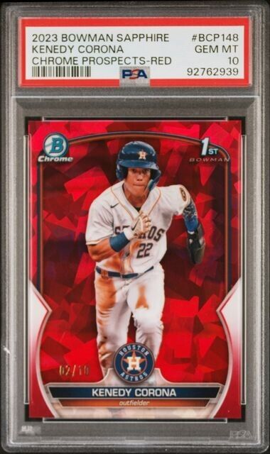 2023 Bowman Chrome Sapphire Kenedy Corona 1st Red Refractor #/10 PSA 10