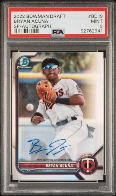 2022 Bowman Draft Bryan Acuna SP Variation BD19 Twins RC /99 PSA 9