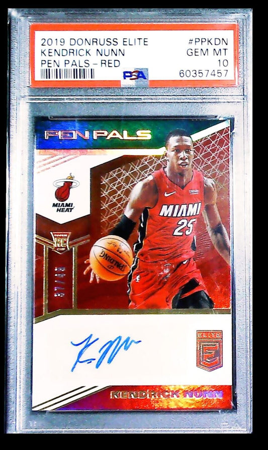 2019-20 Donruss Elite Kendrick Nunn RC Auto 37/49 PSA 10 Miami Heat #PPKDN