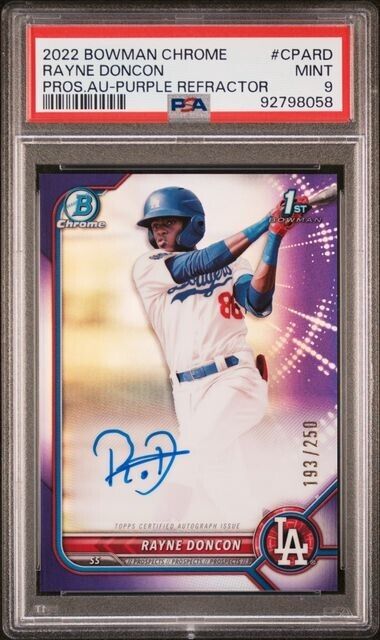 2022 Bowman Chrome Rayne Doncon Purple Refractor Auto CPARD /250 PSA 9