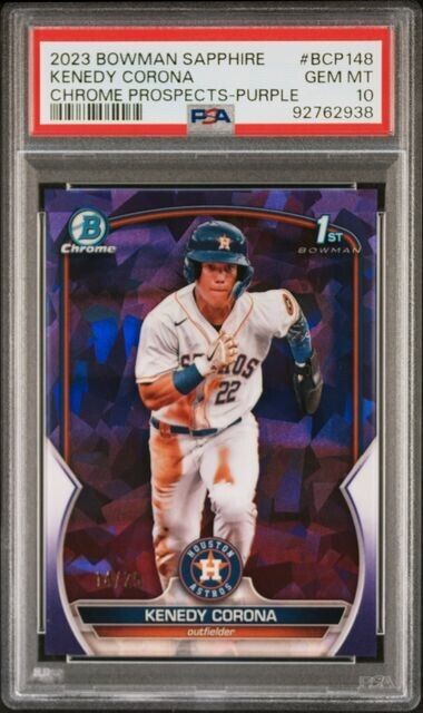 2023 Bowman Chrome Sapphire Kenedy Corona 1st Purple Refractor #/25 PSA 10