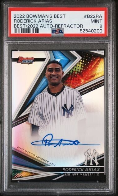 2022 Bowman's Best RODERICK ARIAS Auto Refractor PSA 9 New York Yankees