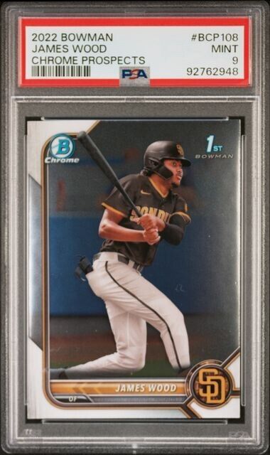 2022 1st Bowman Chrome Prospects James Wood #BCP-108  1st ROOKIE PSA 9