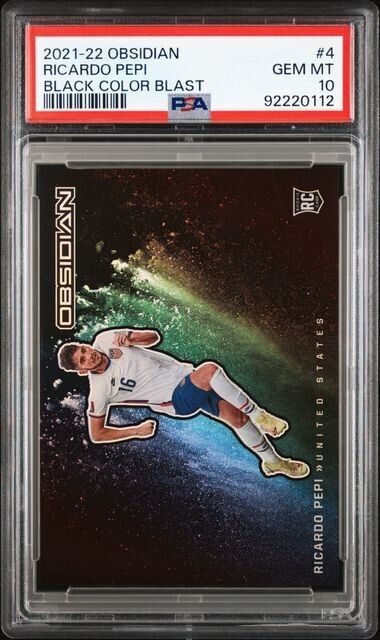 2021-22 Panini Obsidian Black Colorblast Ricardo Pepi Rookie RC #4 PSA 10 GEM MT