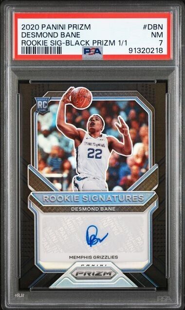 2020/21 Panini Prizm Desmond Bane Rookie Signatures Black 1/1 RC AUTO PSA 7