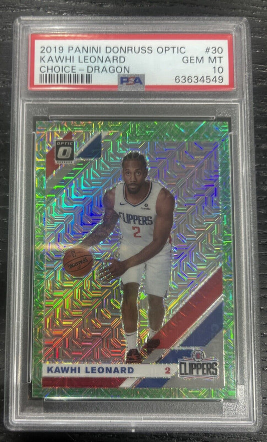 2019-20 Panini Donruss Optic Choice Dragon Prizm Kawhi Lenard #30 PSA 10