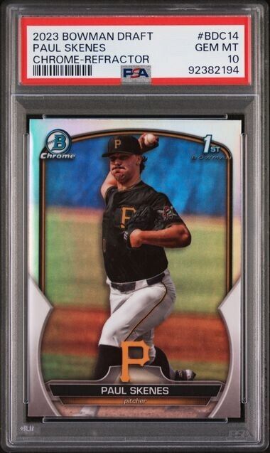 2023 1st Bowman Draft Chrome Refractor Paul Skenes BDC-14 RC STAR  PSA 10