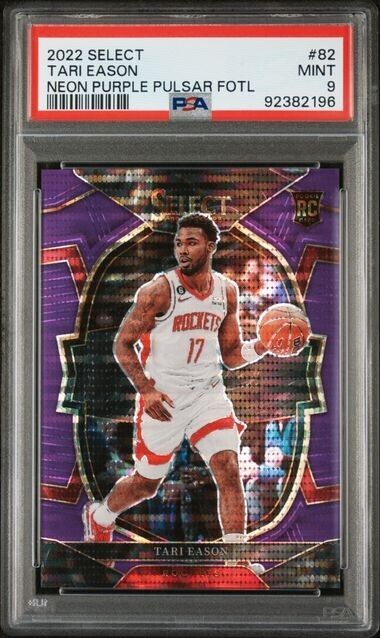 2022-23 Select Tari Eason Purple Pulsar FOTL Prizm /5 Concourse RC Rookie PSA  9