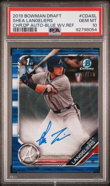 Shea Langeliers 2019 Bowman Chrome 1st Blue Wave Refractor Auto /150 PSA 10