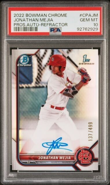 2022 Bowman Chrome Jonothan Mejia Refractor Auto CPAJM /499 PSA 10