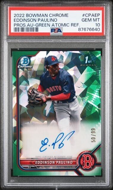 2022 Bowman Chrome Eddinson Paulino Atomoic Green Refractor Auto /99 PSA 10