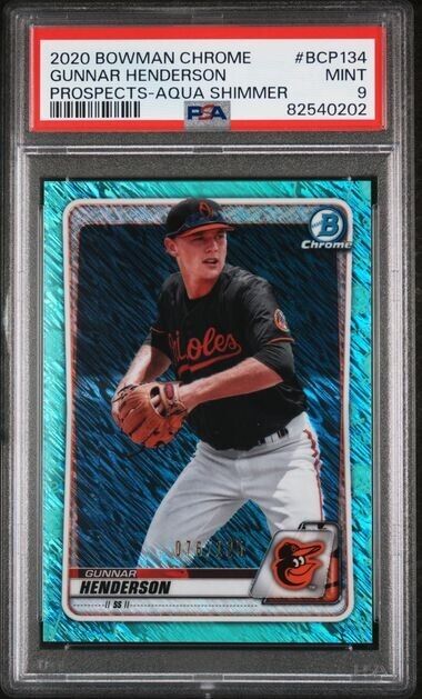 2020 Bowman Chrome Gunnar Henderson Aqua Refractor #BCP-134 /125 PSA 9