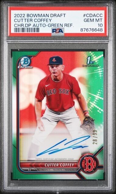 2022 Bowman Chrome Cutter Coffey Green Refractor Auto #CDA-CC /99 PSA 10