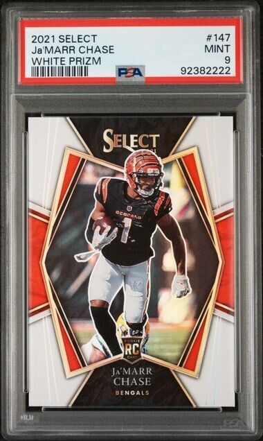 2021 Select Premier JaMarr Chase White Prizm #147 Rookie RC /35 PSA 9