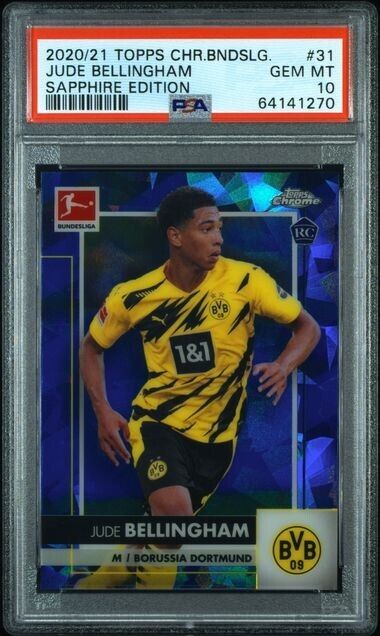 Jude Bellingham 2020/21 Topps Chrome Bundesliga Sapphire Refractor Rookie PSA 10