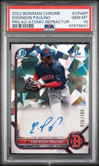 2022 Bowman Chrome Eddinson Paulino Atomoic Refractor Auto #CPA-EP /100 PSA 10