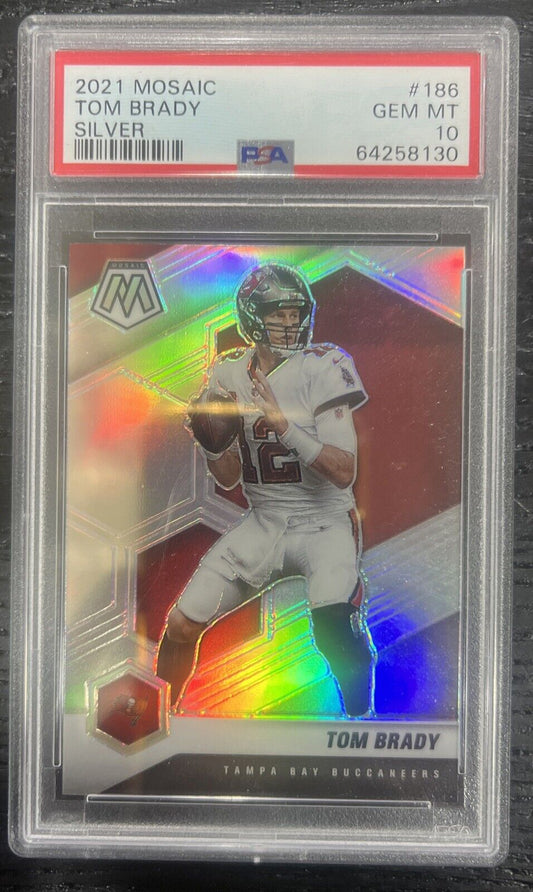 2021 Mosaic Tom Brady Silver Prizm #186 PSA 10 Gem Mint  Goat