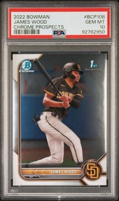 2022 1st Bowman Chrome Prospects James Wood #BCP-108  1st RC PSA 10