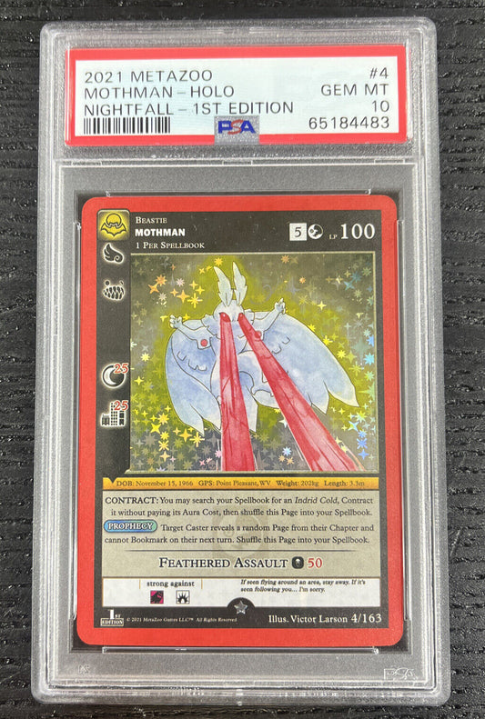 2021 MetaZoo Nightfall 1st Edition Mothman #4 Holo - PSA 10 Gem Mint