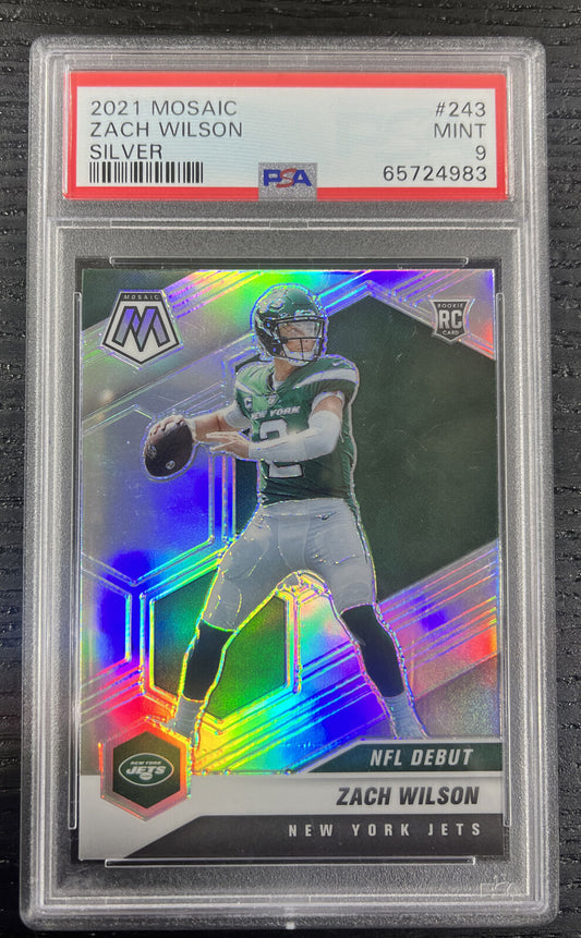 2021 Mosaic Zach Wilson Silver Prizm #243 Rookie RC PSA 9