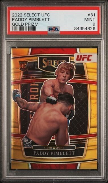 2022 UFC Select Concourse Paddy Pimblett Gold Prizm RC Rookie   /10 PSA 9