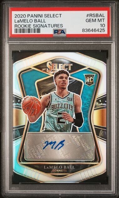 2020-21 Panini SELECT Lamelo Ball SILVER PRIZM AUTO RC ROOKIE /249 PSA 10