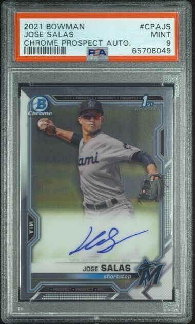 2021 Bowman Chrome Jose Salas 1st Prospect Auto #CPA-JS PSA 9 Marlins