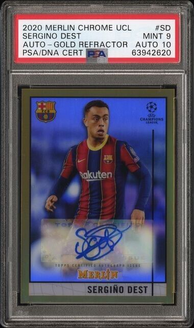 2020 MERLIN CHROME Sergino Dest UCL GOLD REFRACTOR AUTO /50 PSA 9 Auto 10