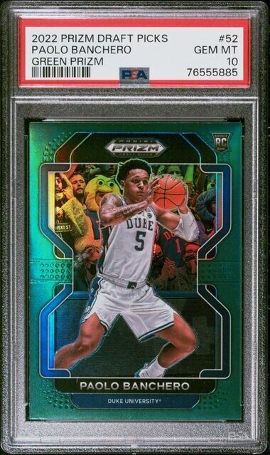 2022 Prizm Draft Picks Basketball Paolo Banchero Green Prizm #52 Rookie PSA 10