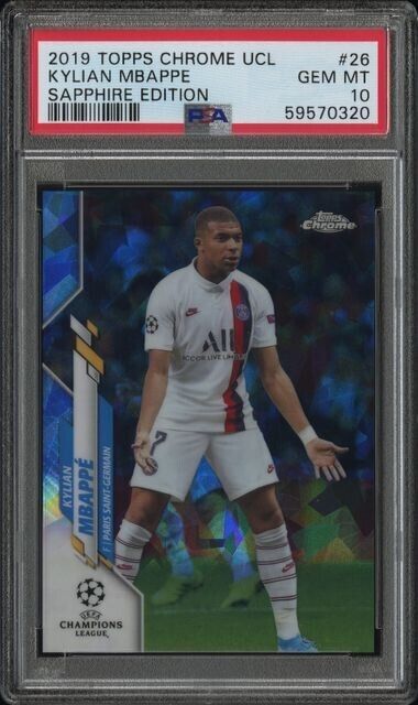 2019 Topps Chrome UCL Kylian Mbappe Sapphire Edition #26 PSA 10