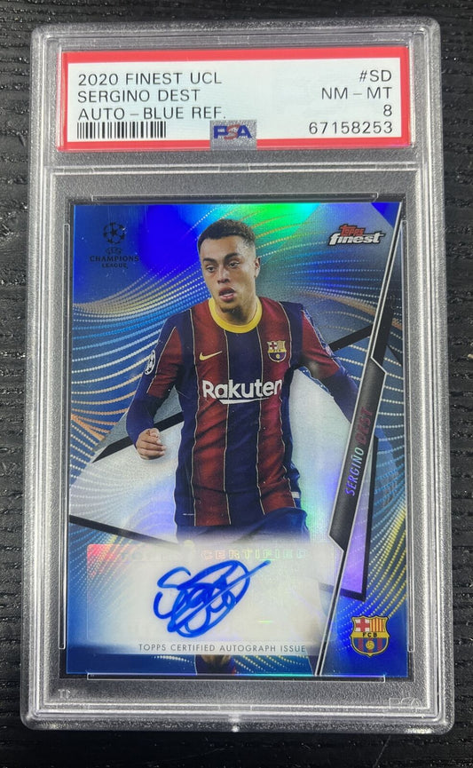 2020-21 Topps Finest UCL Sergino Dest Gol Refractor Auto #/150 PSA 9