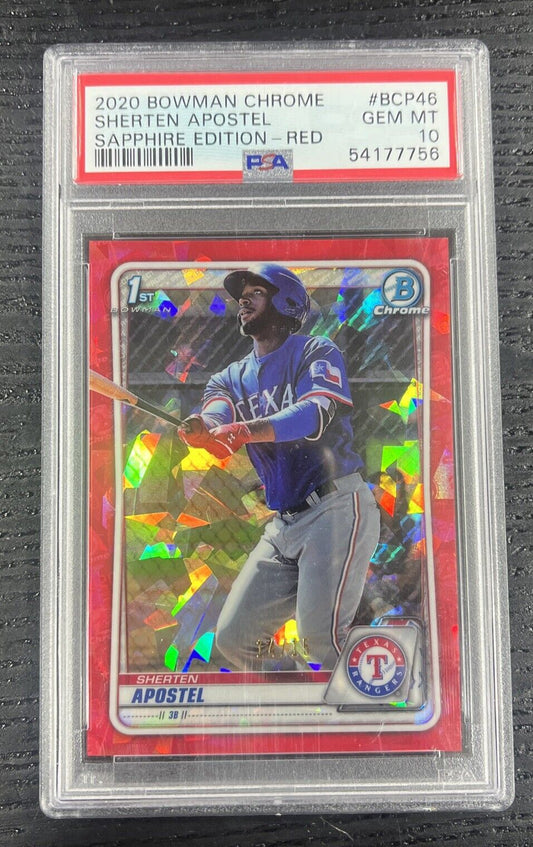 2020 Bowman Chrome Red Sapphire Edition Sherten Apostel RC /15 PSA 10