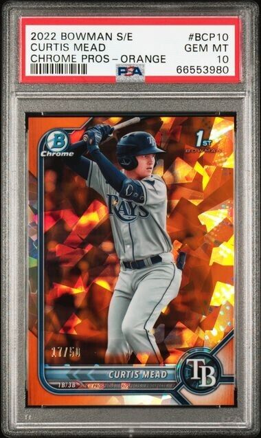 2022 Curtis Mead Bowman Chrome Sapphire Orange /50 PSA 10